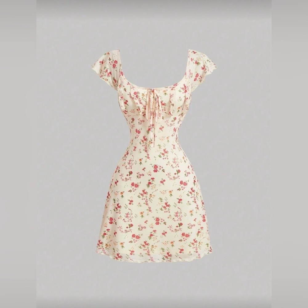 Floral Mini Dress in Cream